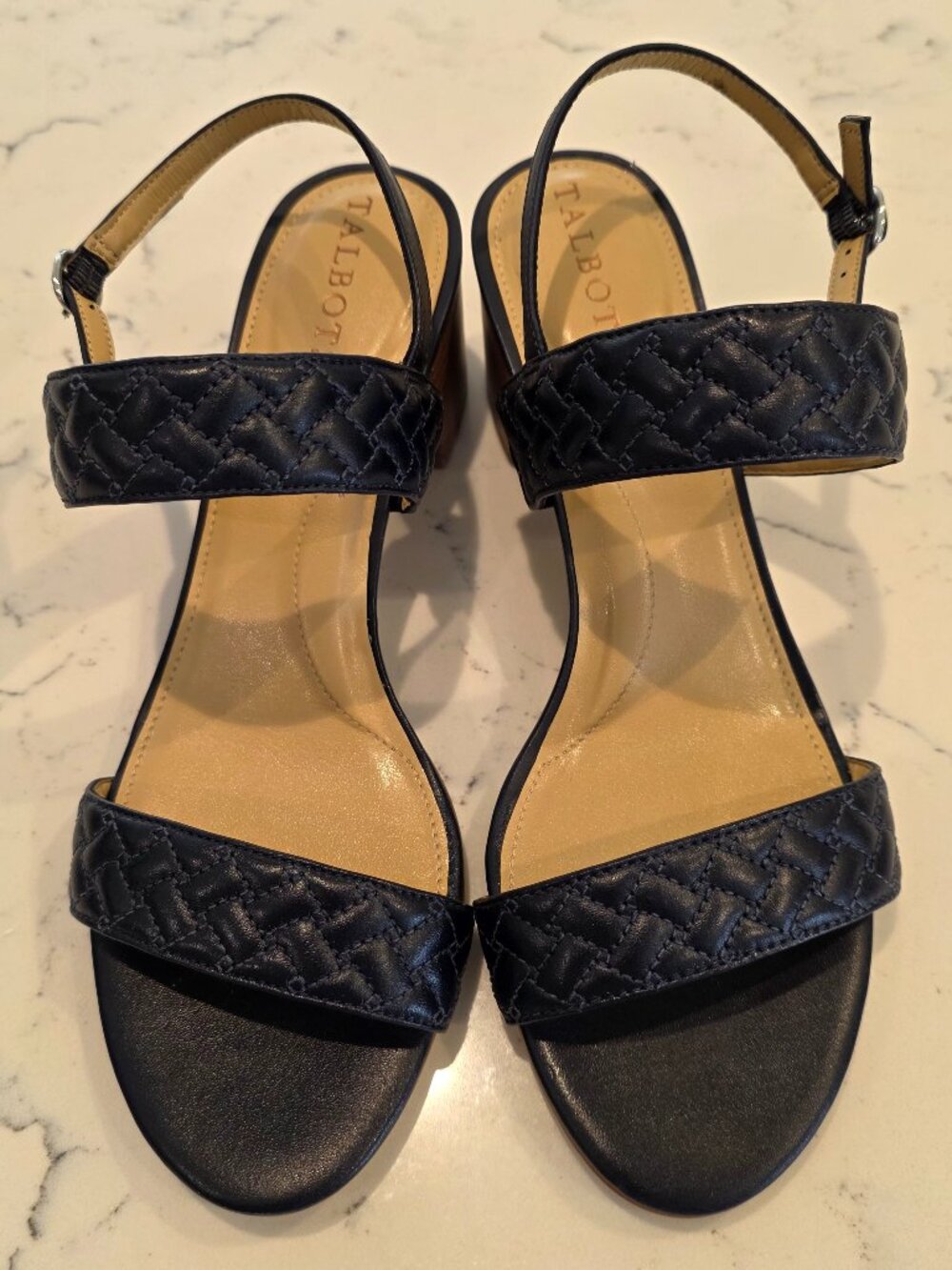 Talbots Quilted Navy Sandals, Size 9M, EUC